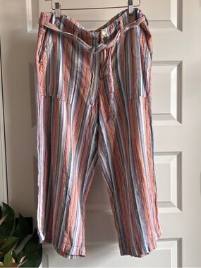 SEVEN7 Linen Coastal Beach Crop Ankle Pant Sz 12